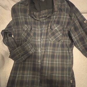 Kuhl Men's Casual Plaid Shirt - Dark Blue and Gray